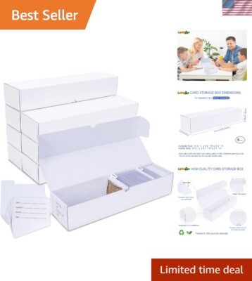 8-Pack Trading Card Storage Box - Preserve 8000 Cards with Labels & Dividers