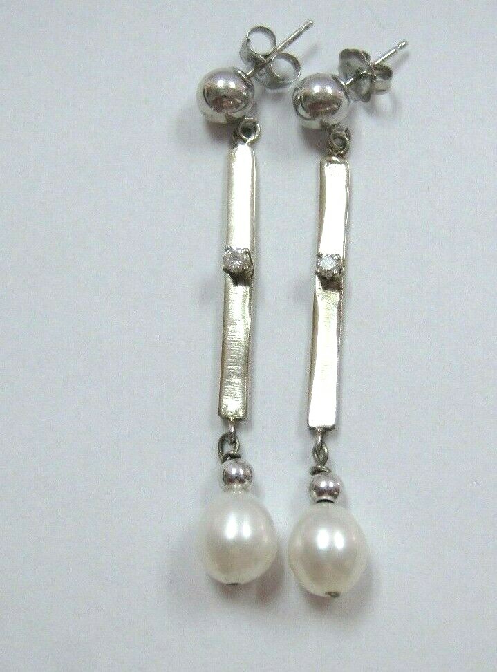 Stunning Solid 14K White Gold Dangle DROP Earring… - image 2