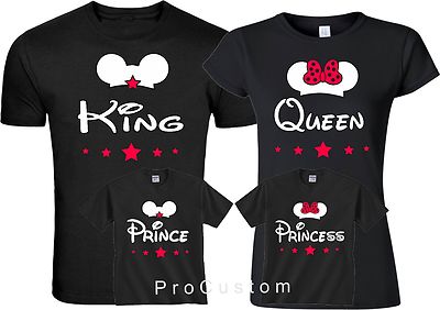 King and Queen Prince Princes Mickey and Minnie Family matching T-Shirts