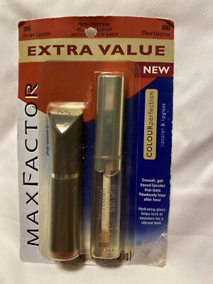 New Max Factor Color Perfection Rouge Lip Stick  #265,Clear Lip Gloss #500 DC ED