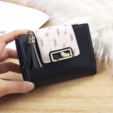 Women Girls Small Wallet Change Coin Purse Zipper Card Holder Tassel Handbag US