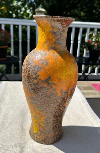 Vintage Royal Haeger Art Pottery Orange Peel Lava Glaze Vase - 12-1/2" - Picture 2 of 5