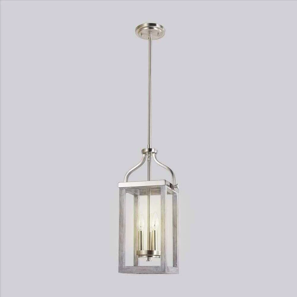 Colgante Eglo Westbury 3 luces de níquel cepillado con madera gris Foto 2 de 4