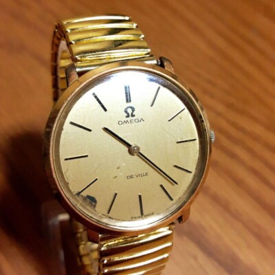 Omega Deville Watch Manual 32mm Men's Gold Dial Swiss Made Round
