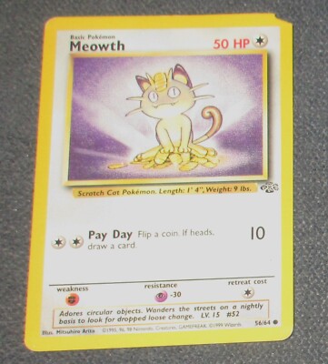 MEOWTH - 56/64, 1999 Wizards - Pokemon Card - 50 HP | eBay