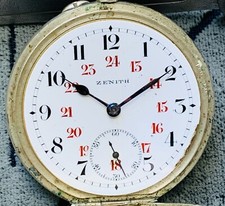 Pocket Watch Zenith Open Face Arabic Index Grand Prix Paris 1900 Swiss made/Uhr