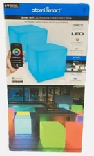 Atomi Smart Portable IP65 Indoor/Outdoor Cube Light Seat (2 Pack), BRAND NEW