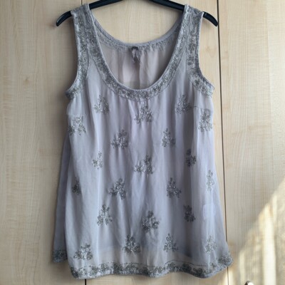 Missguided embroidered chiffon top Size 10 UK