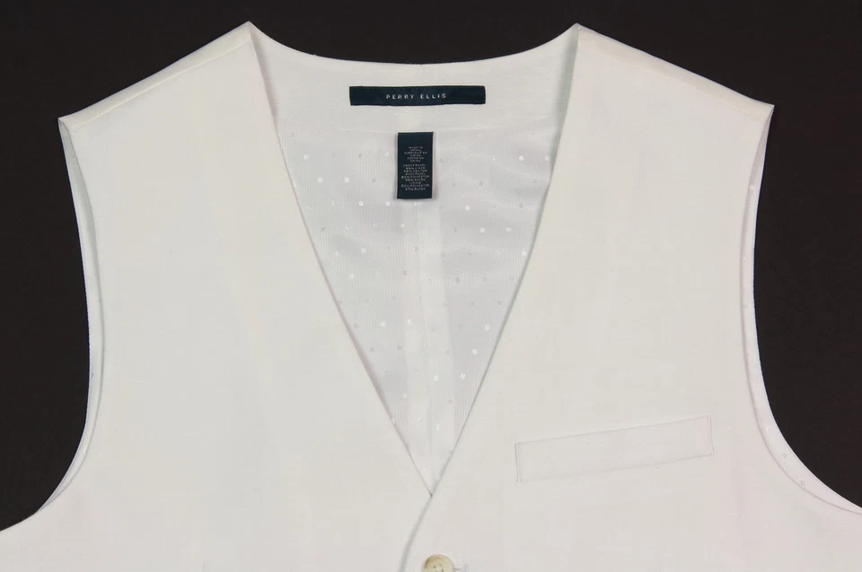 Men's PERRY ELLIS White Linen Vest XL Extra Large NEW NWT Nice! - Image 2 of 4