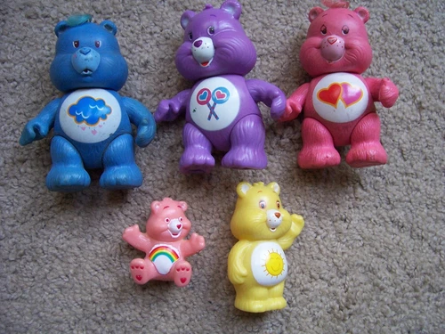 (5) Vintage Care Bears Figures Poseable 80's Kenner Love Grumpy Cheer Lot Set
