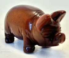 Red Jasper PIG Piggy gemstone FIGURINE carving piglet gem statue1 1/2” L 1” Tall