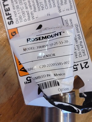 NEW 2023 396RVP-10-21-55-70 EMERSON ROSEMOUNT SMART 396RVP PH SENSOR