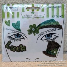 NEW ST PATRICKS DAY STICK ON FACE ART TEMPORARY TATTOO SHAMROCK TOP HAT "LUCK"