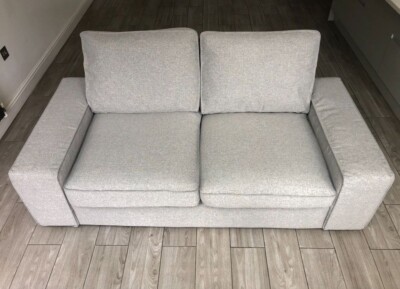 RRP:£798 2x IKEA KIVIK TWO SEATER TIBBLEBY LIGHT GREY MATCHING FABRIC SOFA  SUITE