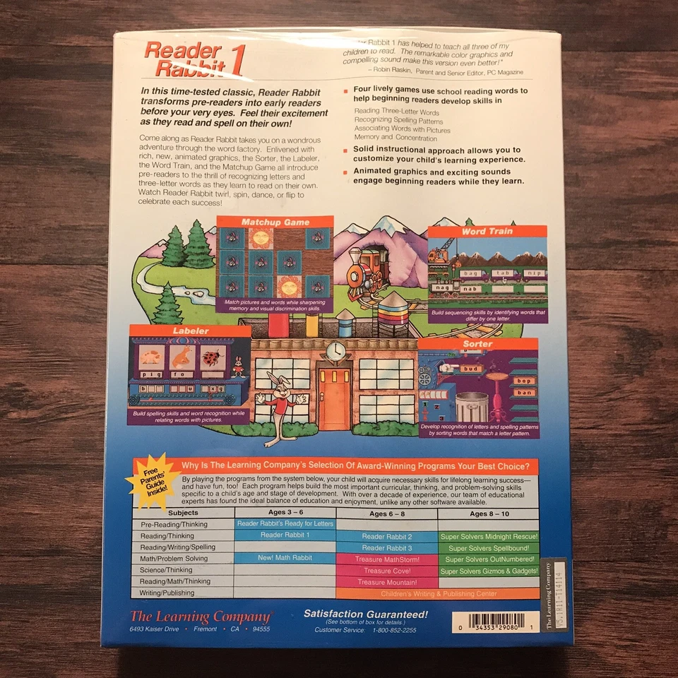 Reader Rabbit 1 The Learning Company Big Box Vintage PC Game NEW! DOS & WIN - Image 2 of 4