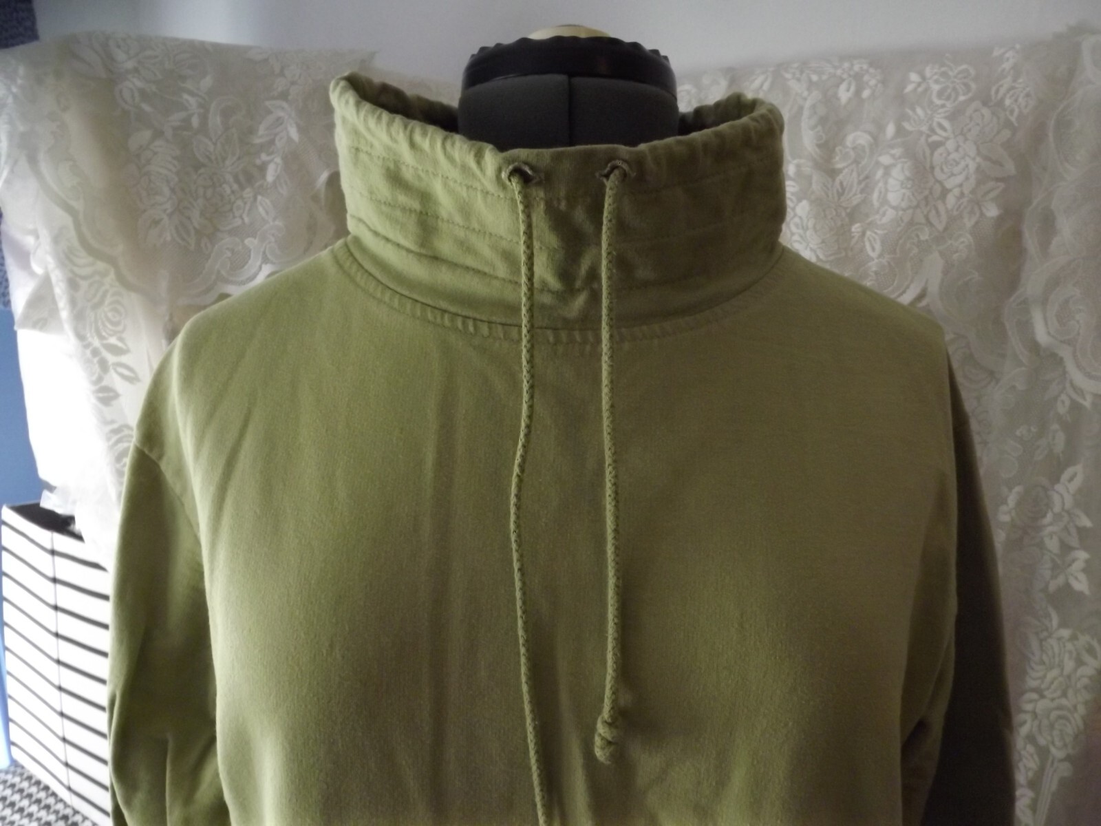 GREEN PULLOVER mock neck with drawstring BRIDGEWA… - image 2