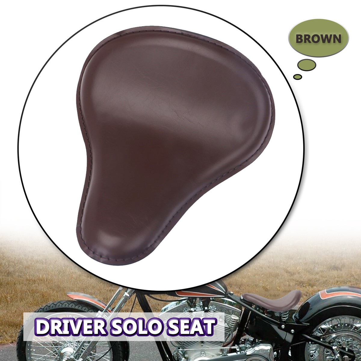 HARLEY-DAVIDSON シート ダークブラウン Brown PU Leather Large Solo Seat For Harley Dyna Electra Glide