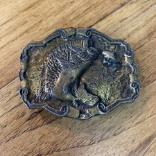 Vintage Large Mouth Bass  Lure Belt Buckle Fishing  Outdoors Boating Bk16