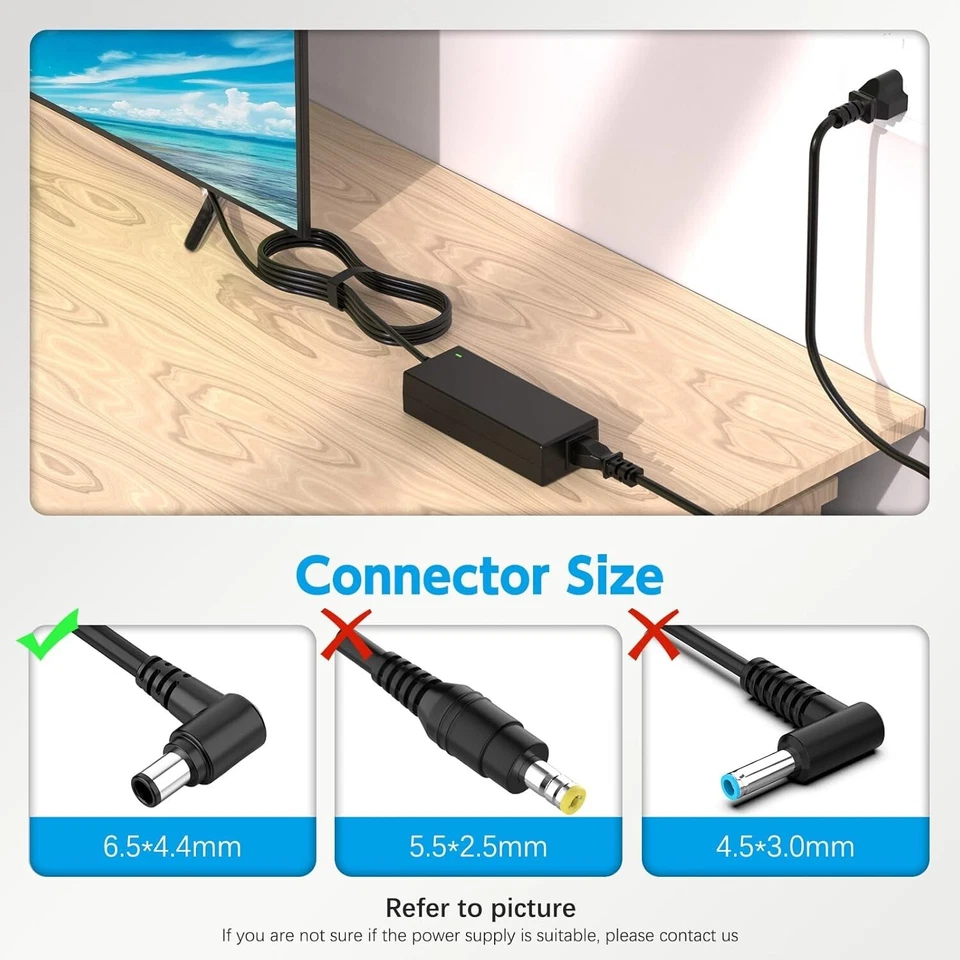 19.5V Power Cord Replacement for Sony Bravia TV KDL-40W600B KDL-55W650D - Image 3 of 4