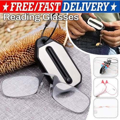 Mini Folding Legless Nose Clip Reading Glasses Ultra-light Diopter+1.0 To +3.0 - Picture 13 of 13