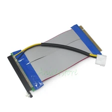 PCI-E Riser Card 16x to 16x Extension Ribbon Extender Cable w/ Power Connector