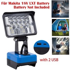 ABS Spotlight 2 USB LED Work Light For Workshop Camp Lamp For Makita 18V Battery