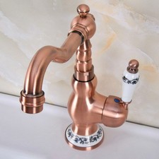 Antique Red Copper Ceramic Kitchen Bathroom Swivel Faucet Mixer Tap hwzh033-3