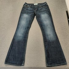 Maurices Jeans Womens Size 7/8 Reg Blue Denim Morgan BootCut Whiskered Embroider