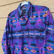 VTG 80s Western Panhandle Slim Pearl Snap Shirt 15.5 x 33 Rodeo Rare Purple