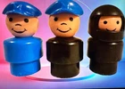 Vintage Fisher-Price Little People Rare Whoops Burglar w/ Race Car Body + 2