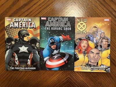 Lot Of 3 MARVEL TPB COMICS: CAPTAIN AMERICA THE KORVAC, AVENGER, AND NEW MEN