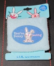 It's Happy Bunny You're funny looking Blue Wrist Sweatband NEW
