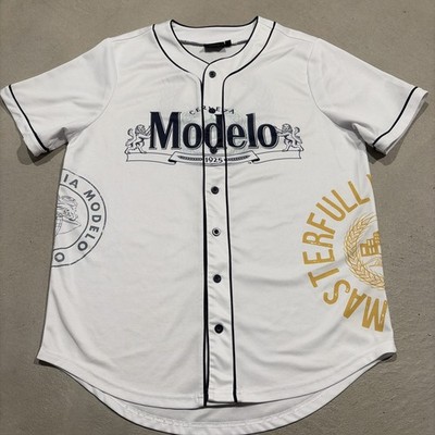 Cerveza Modelo White Unisex Baseball Jersey Size Adult Large