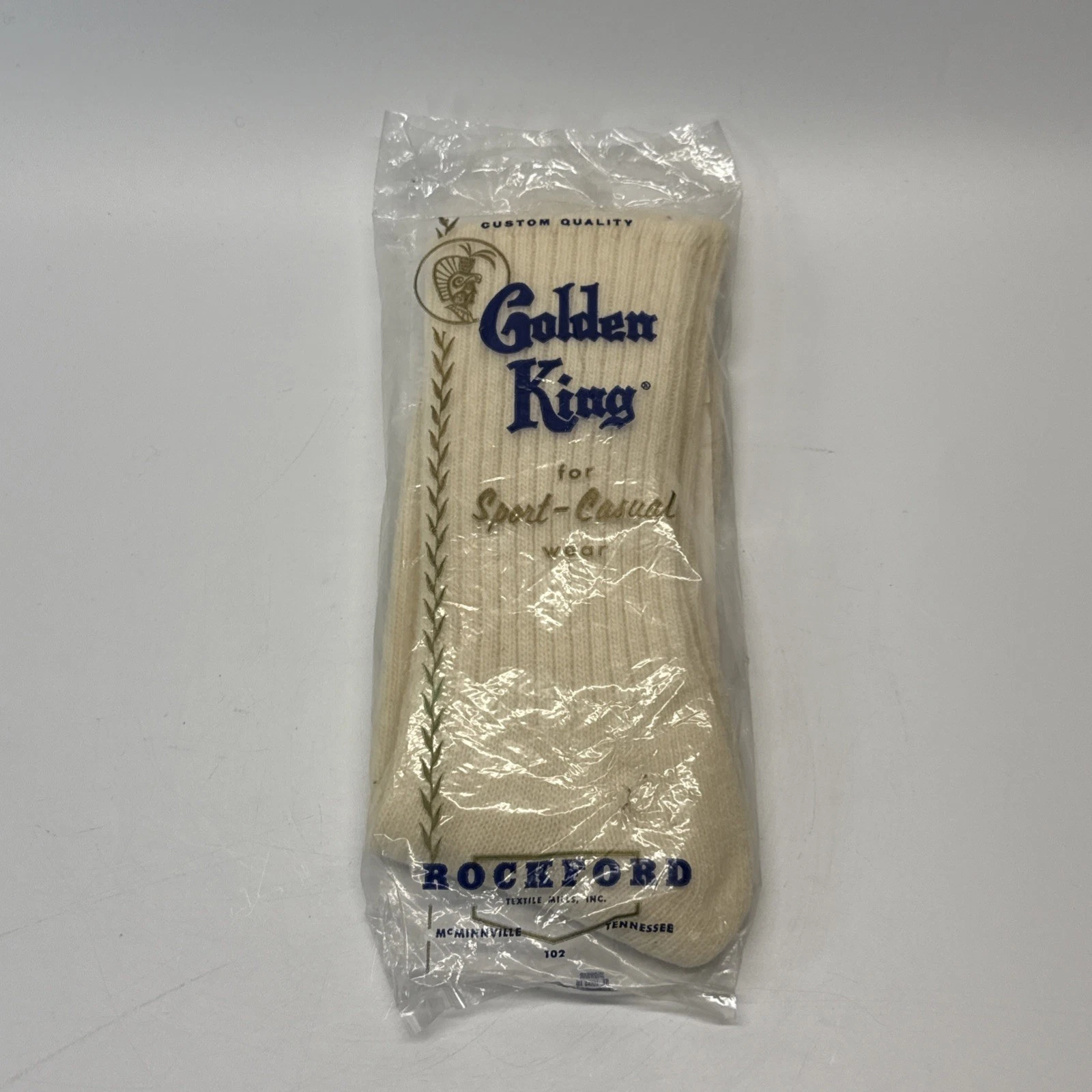 Vintage Rockford Golden King Wool Socks Men Size 12 Ivory Sport Casual Nylon 60s