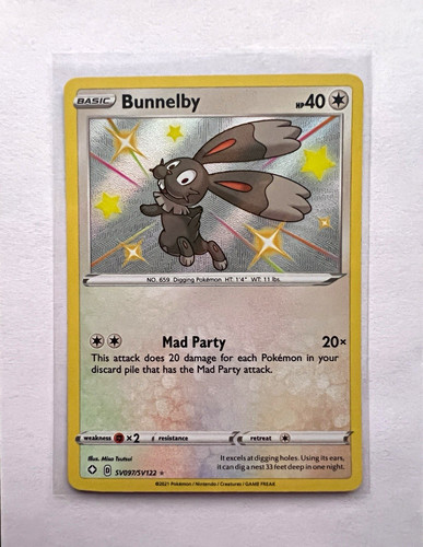 Pokemon Bunnelby Holo SV097/SV122 Shining Fates Shiny Vault Shiny Holo Rare