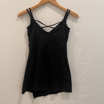 Rei Womens Active Wear Double Spaghetti Strap Built In Bra Black Yoga   XS