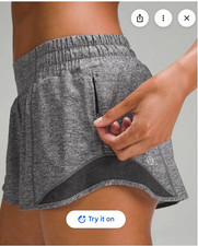 LULULEMON WOMEN'S RUNNING SHORTS 2.5" LINED POCKETS DRAWSTRING GRAY