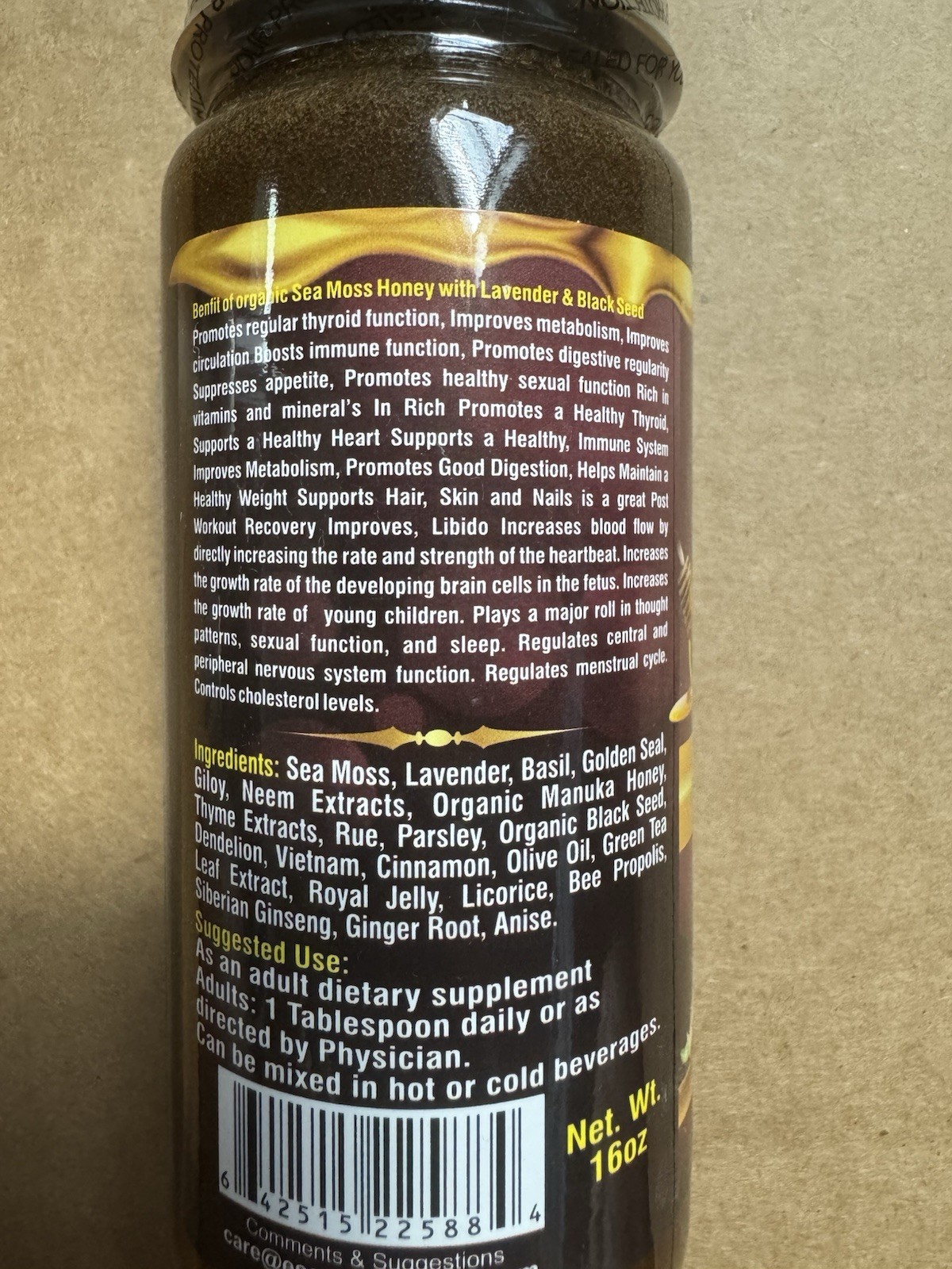 SEA MOSS HONEY With LAVENDER By Essential Palace 5 IN 1 Miraculous Healing Power