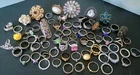 Lot Of 75 Vintage Costume Jewelry Rings From Estates Womens Silver Tone FREE SH