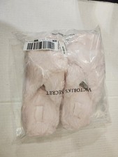 NEW Victoria s Secret LARGE Pink fuzzy Faux Fur Open Toe Platform Slippers NWTS