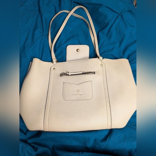 Nanette Lepore Cream Tote Bag Purse Preloved Office Travel Day Pocketbook