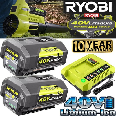 #ad #ad 8.0Ah Battery 40 Volt for Ryobi 40V Lithium OP40602 Battery with LED Charger $96.00