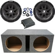 Kicker 43C104 10" Comp 150W Subwoofers w/ Vented Sub Box Enclosure  CXA4001 Amp