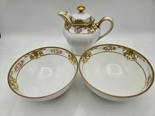 Antique Hand-Painted Nippon Porcelain Creamer and Footed Bowl Set 1891-1921