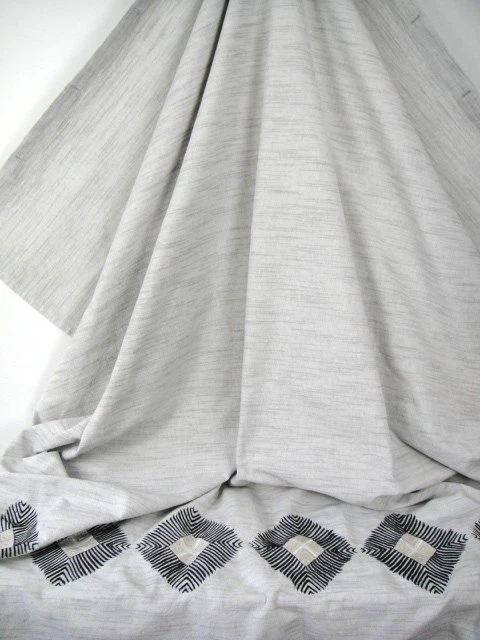 Cortina de chuveiro padrão bordado bege urze tecido de algodão limiar - Imagem 2 de 4