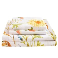 JSD Yellow Floral Printed Sheet Set Queen Size, 4 Queen, Botanical