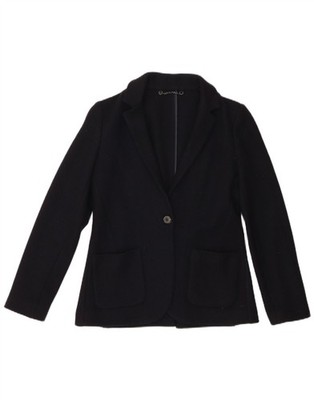 Jigsaw Damen 1 Knopf Blazer Jacke UK 8 Small Navy Blau Schurwolle AH04