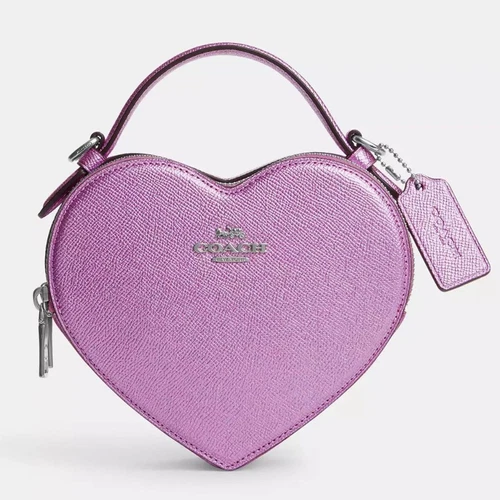 Tracolla Coach Cuore Argento Metallizzato Lilla Nuova con etichette ?