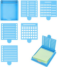 Reusable 3x3 Inch Sticky Note Organizer with Stencil Holder - Blue