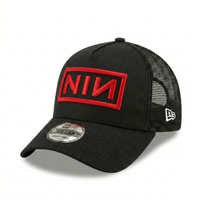 Nine Inch Nails NIN Embroidered 9FORTY A-Frame Trucker Hat Black Mesh Snapback